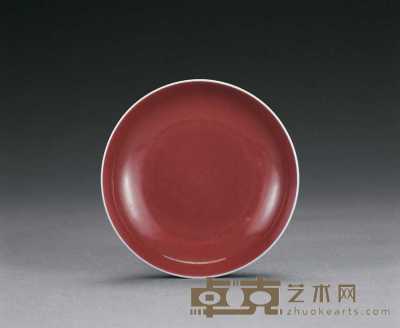 清雍正 霁红釉盘 直径16.1cm